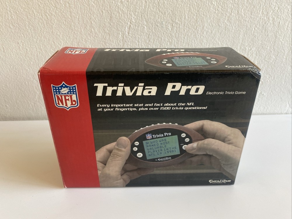 NFL Trivia Pro Electronic Hand Held Trivia Game in Box TESTED WORKING