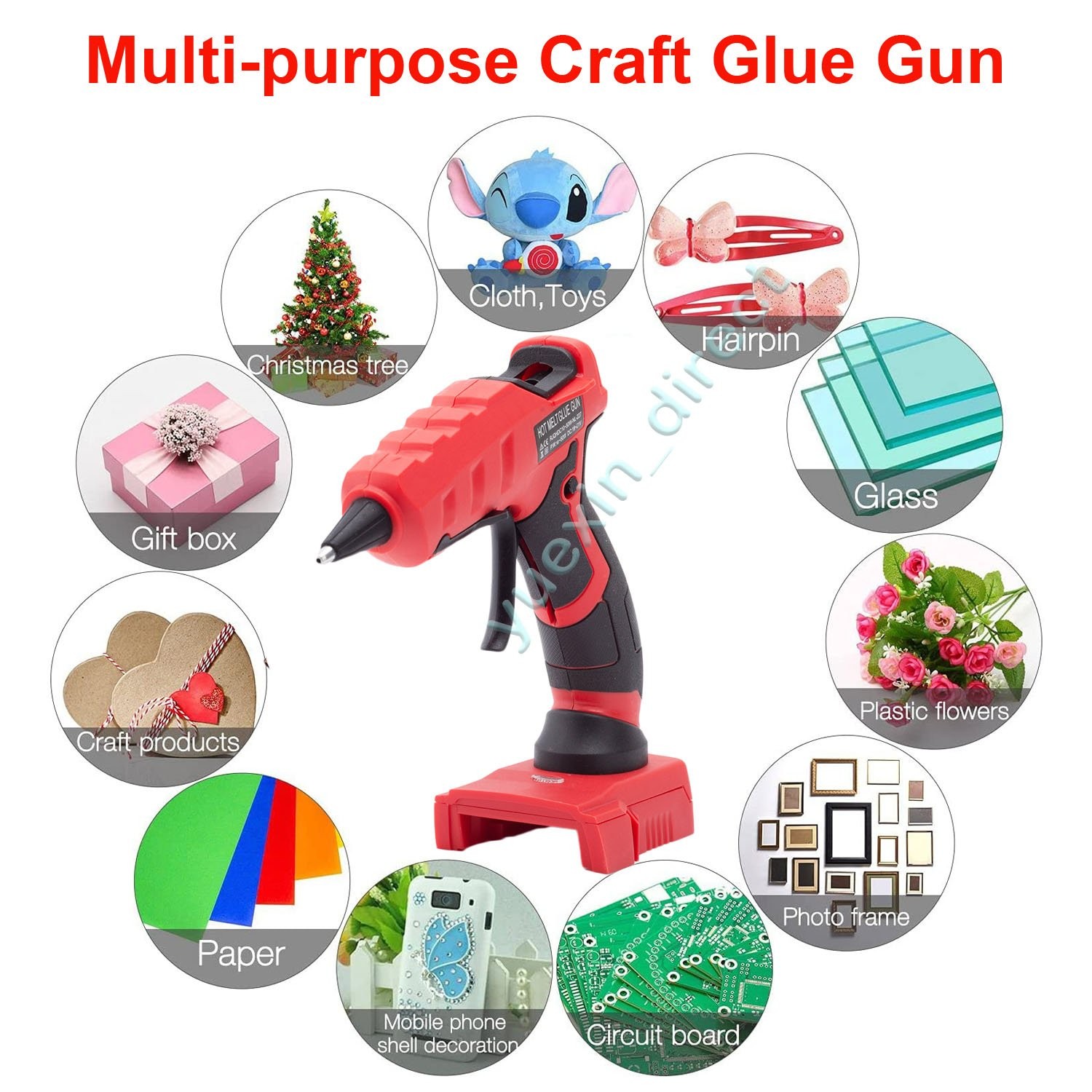 Cordless Hot Melt Glue Gun W/10 Sticks Heat Gun For Milwaukee 18V Li-ion Battery