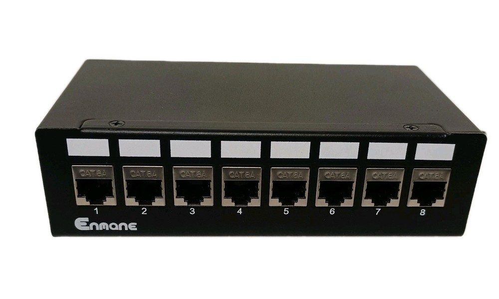 Enmane 8 Port Patch Panel CAT6A Keystone Shielded Network Panel For Home Office