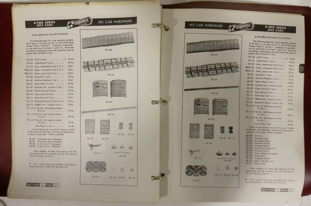 Roundhouse Model Die Casting 1956 Data Book Sheets & Binder