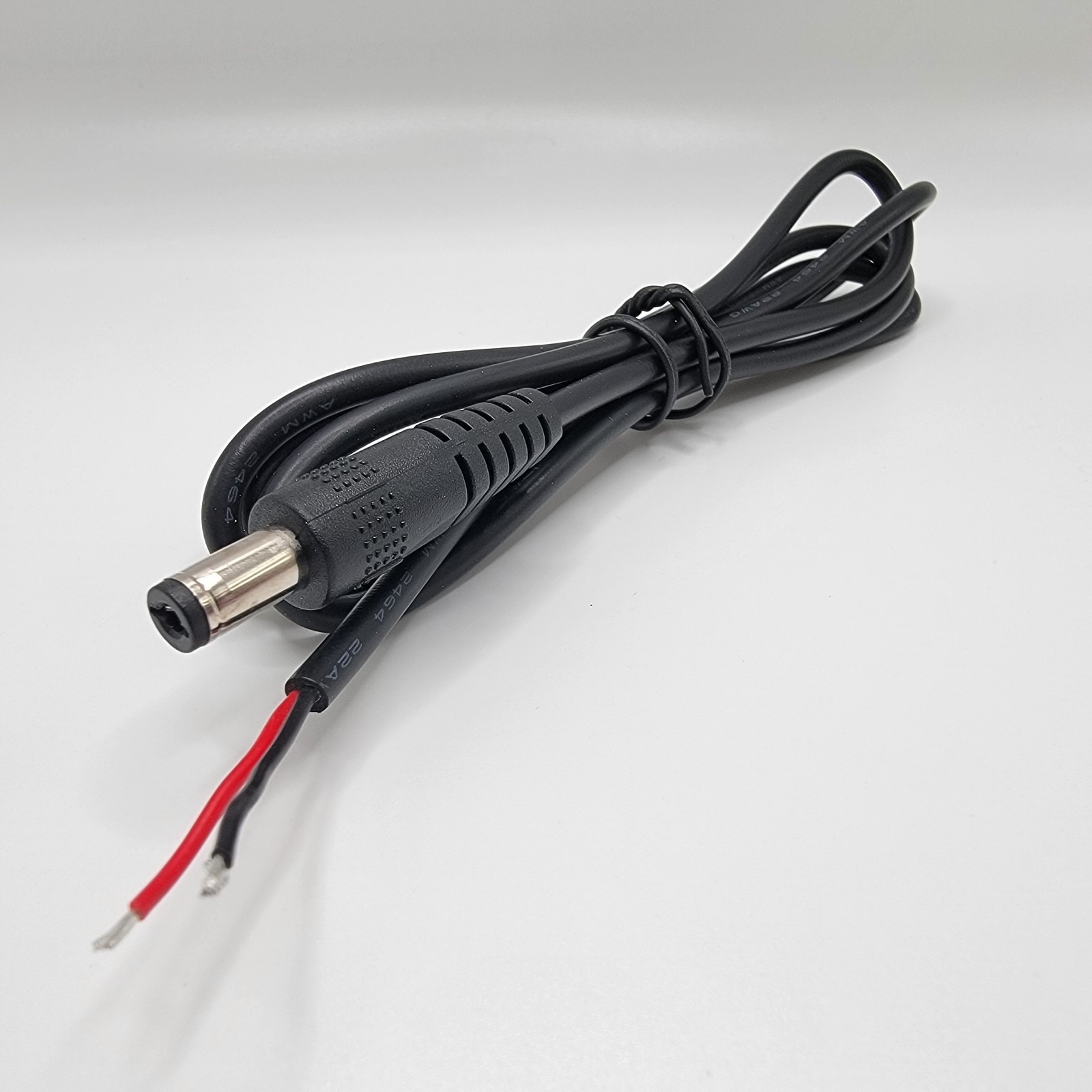 DC Power Cable Male Plug to Bare Wire 5.5mm x 2.1mm 12V Adapter Cord 2A (5 Pack)