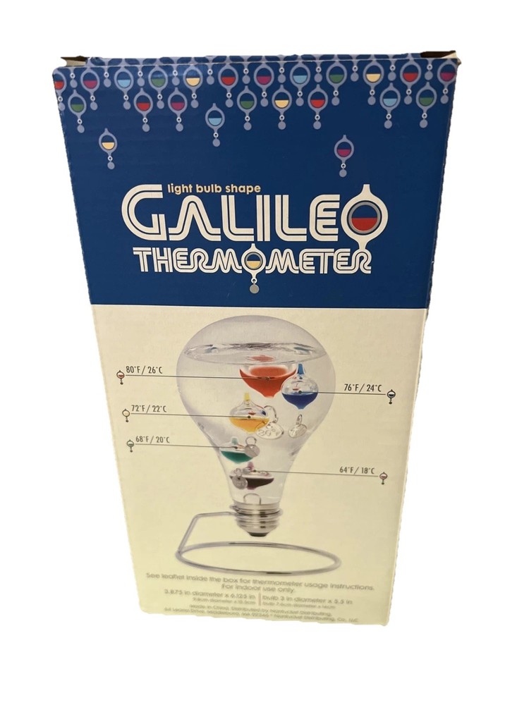 Three Hands Galileo Light Bulb Shape Thermometer New In Box!