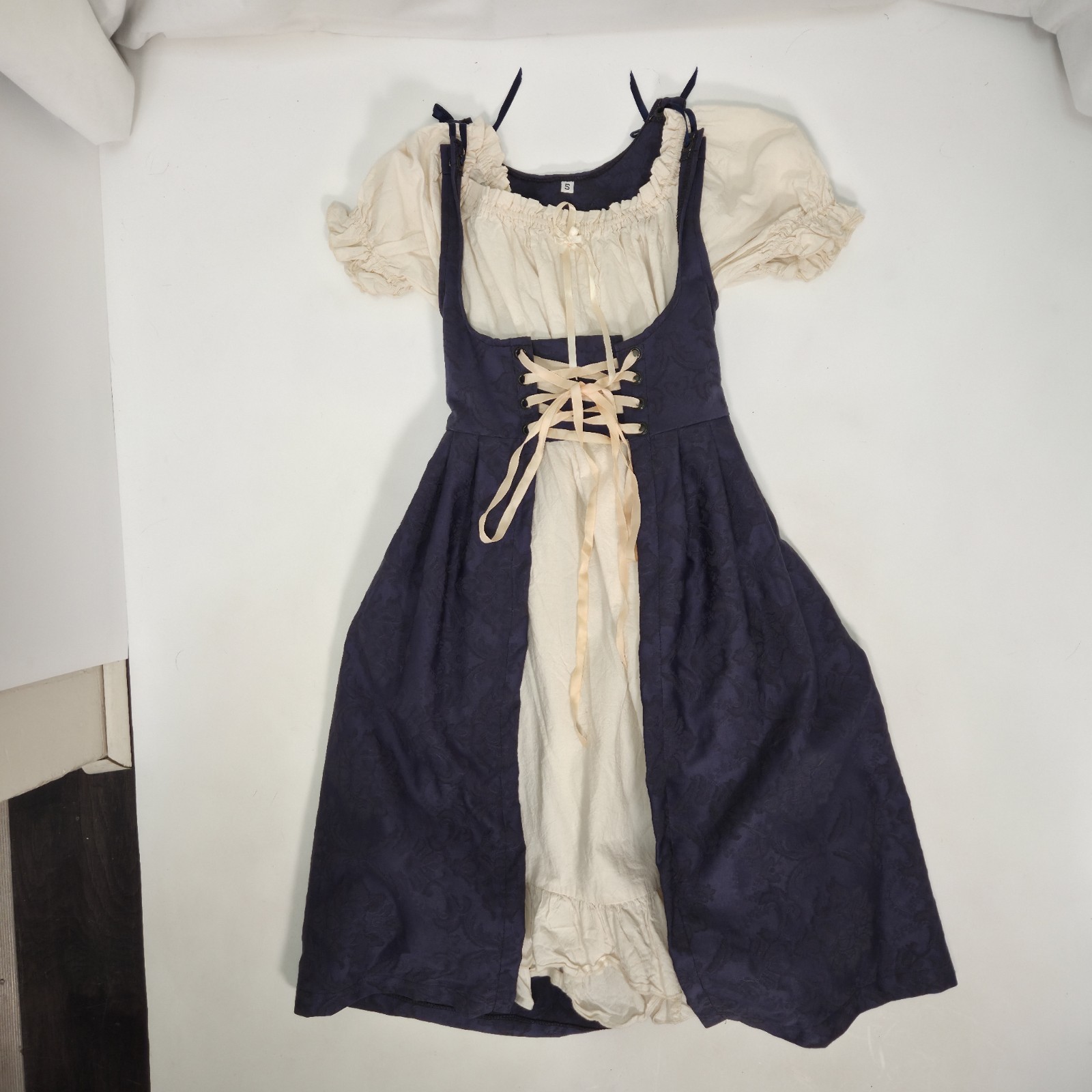 Medieval Renaissance Festival 2 Piece Maiden Youth Dress Small Blue And White