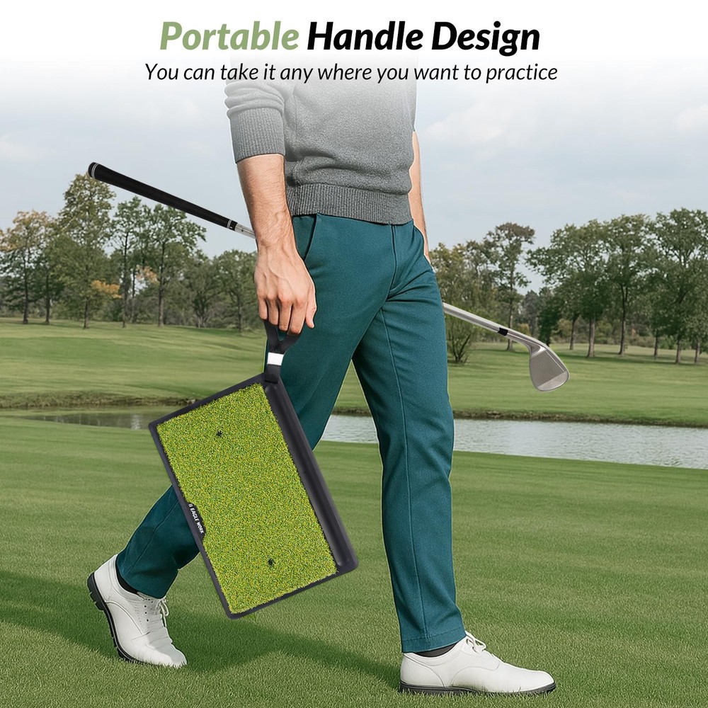 EAGLE WORK 2in1 Golf Hitting Mat with Replaceable Turf, Ball Tray and Durable...