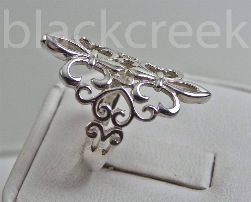 925 Steriling Silver ~ Double Fleur De Lis Wrap Ring ~ Size 4 to 12.5