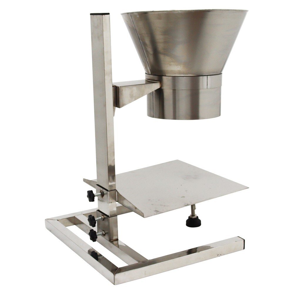 Stainless Steel Feeding Hopper with Support Stand 11.8" Input 6.3" Output