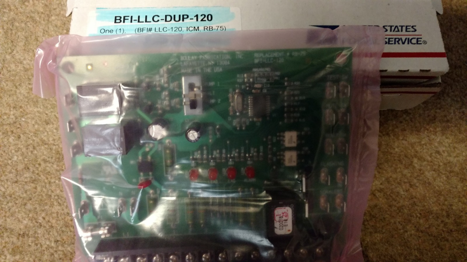 Duplex Pump Logic Control Board, Goulds RB-75,Boulay BFI-LLC-120, fits SES Panel