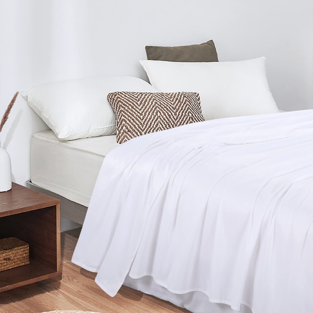 White Oversized King Flat Sheets Extra Large 120x120 Inch Top Bed Sheet New Set