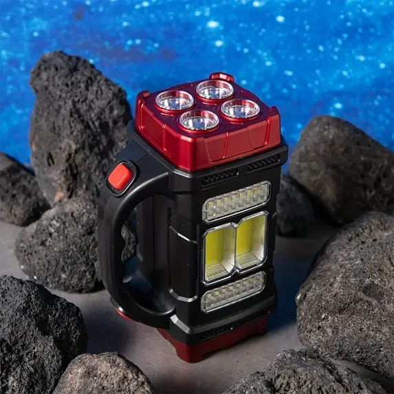Solar & USB Rechargeable LED Lantern Flashlight, Emergency Power Bank.