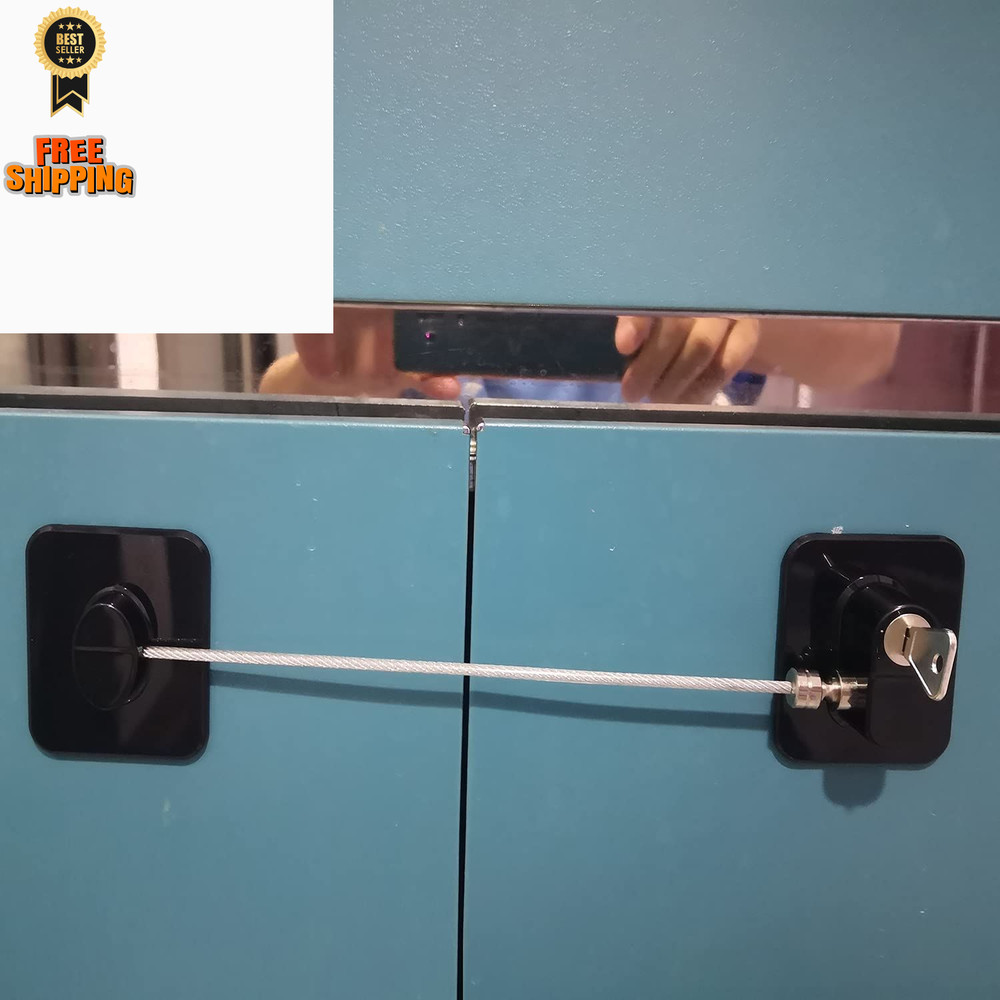YEYA Upgraded Refrigerator Lock 2 Pack, Mini Fridge 2 Count, Black 2 Pack
