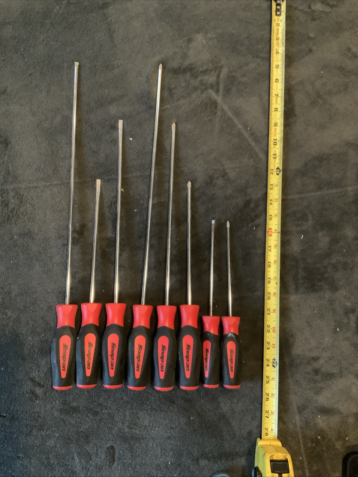 Snap-on 8pc Long Screwdrivers Set Red Used Hand Tools