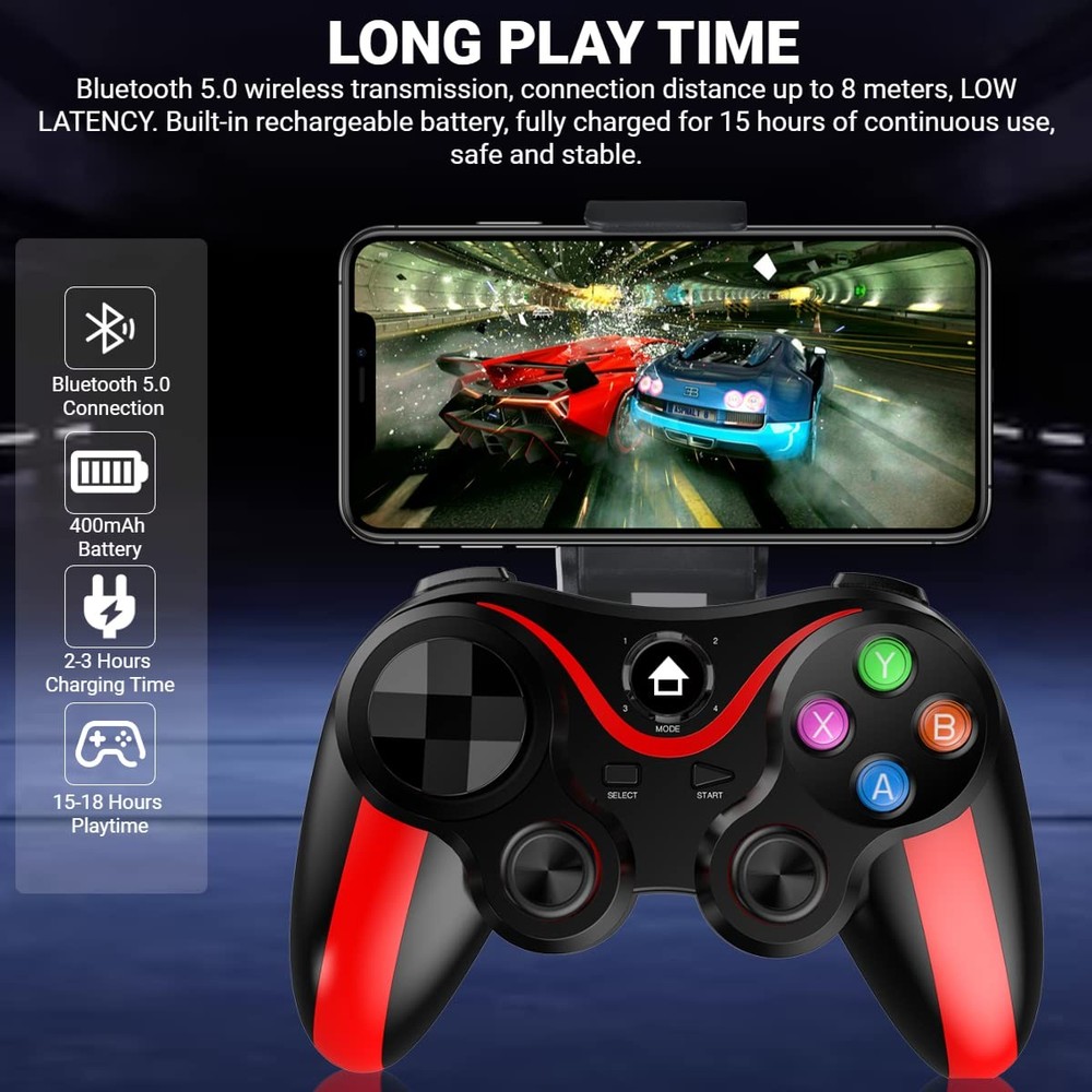 Mobile Game Controller for iPhone & Android with Holder, Bluetooth Gamepad Jo...