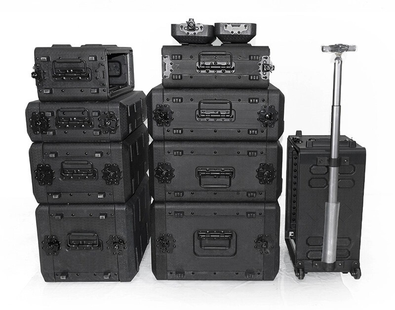 2U/4U/6U Rack Case Depth, 19" Rackmount Flight Cases w/ Microphone Compartments