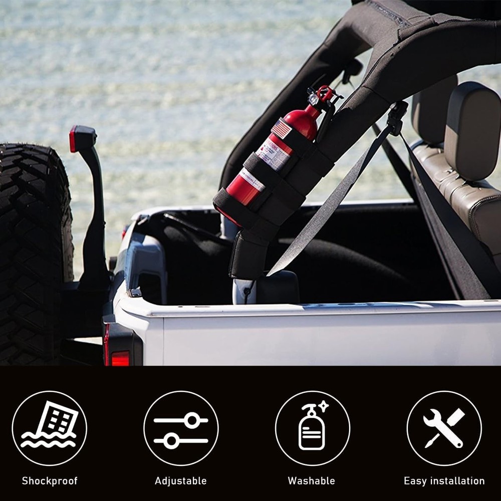 Adjustable Fire Extinguisher Mount Strap with American Flag Pattern, Car Acce...