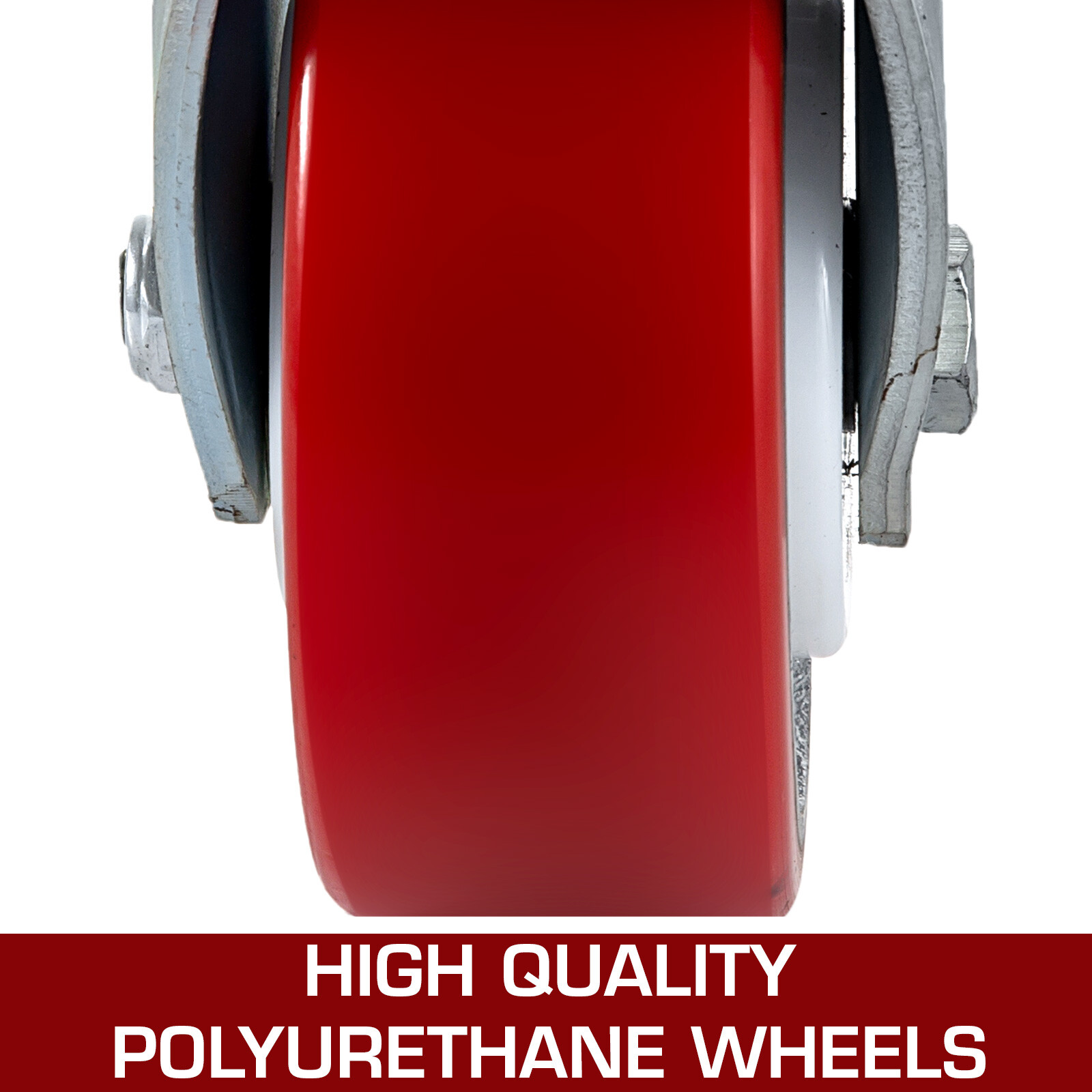 4 Pack Heavy Duty Caster Set 6" Polyurethane on Cast Iron Wheels No Mark Red