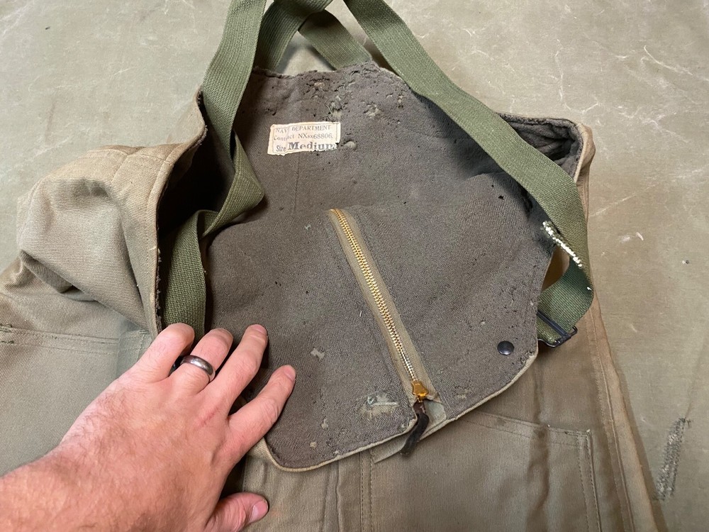 ORIGINAL WWII US NAVY COLD WEATHER WINTER OVERALLS COVERALLS BIBS-MEDIUM