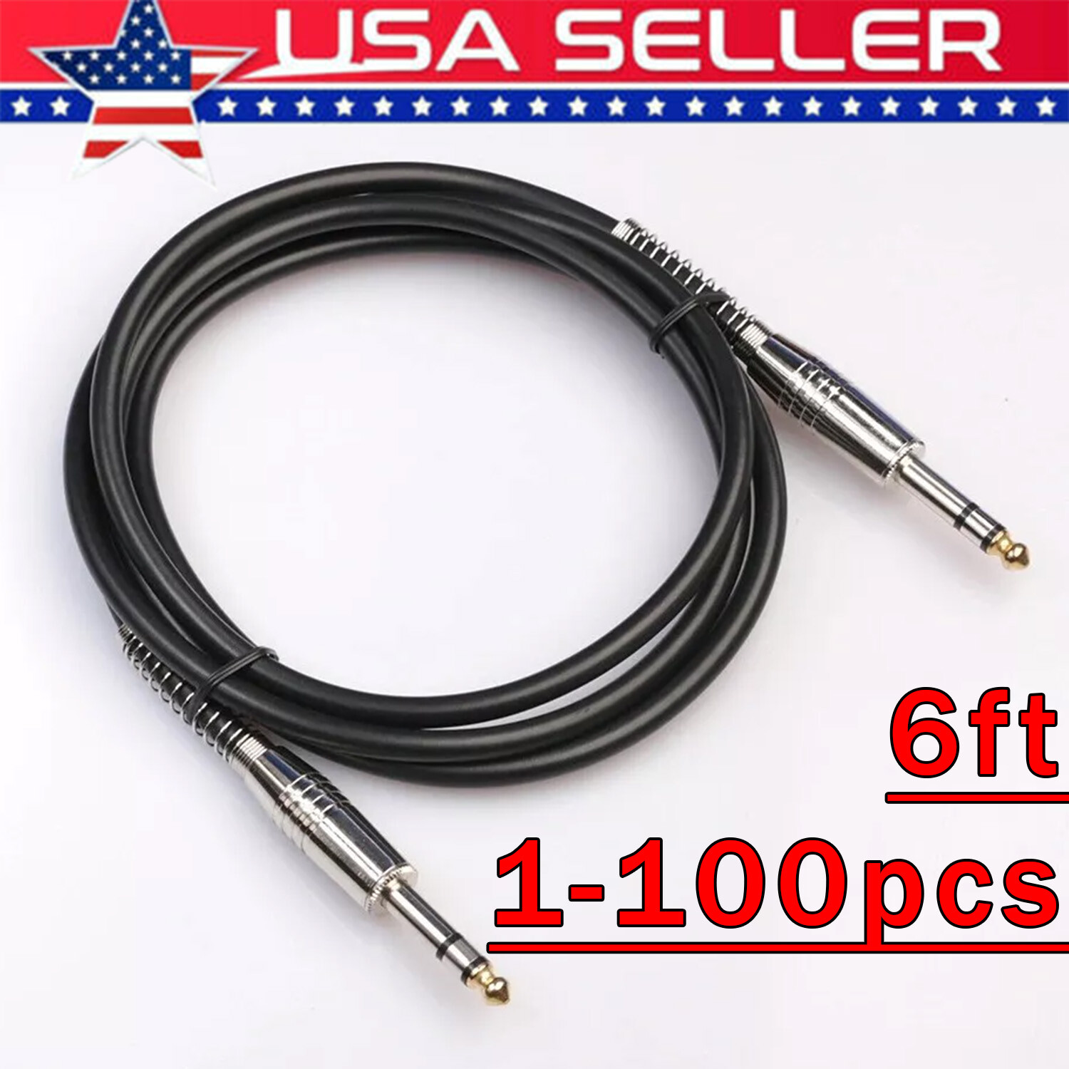 6ft NOISELESS Electric Guitar Bass Cable Pedal AMP Cord 1/4" USA KEYBOARD LOT
