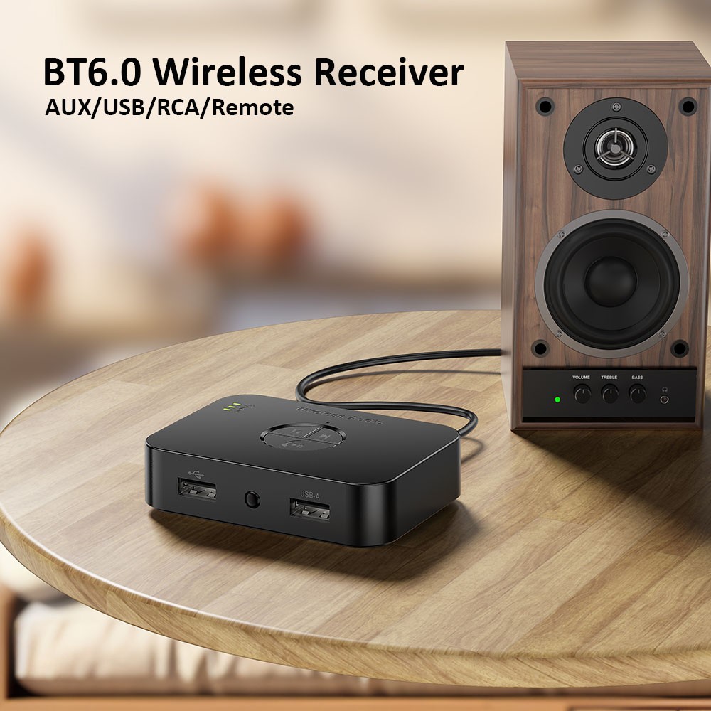 Bluetooth 6.0 Wireless to Wired Speaker/AMP AUX RCA MP3 Audio Adapter Receiver