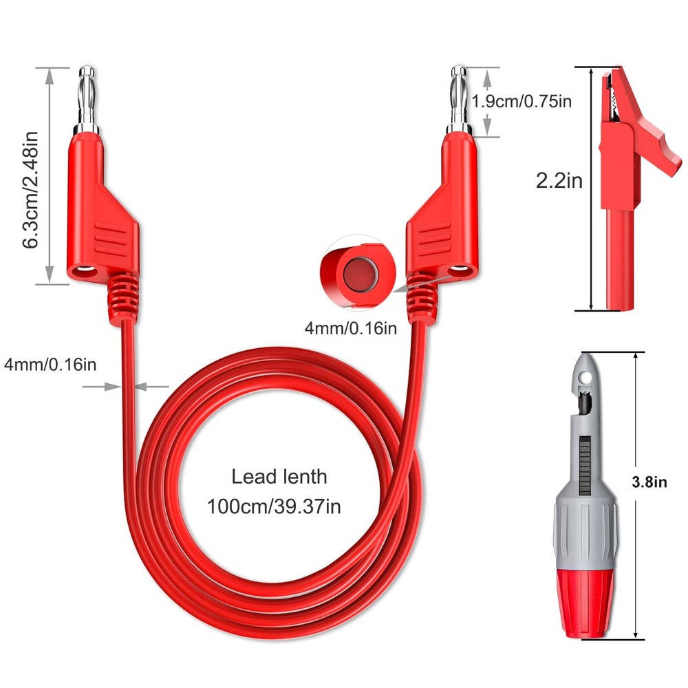 4mm Stackable Banana Plug to Banana Plug Test Leads Kit with Wire Piercing Pr...