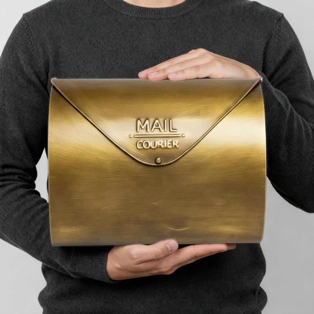 Wall Mount Mailbox for Outside,Waterproof Metal Mailboxes with Rust-Proof Gold