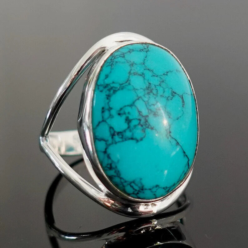Solid 925 Silver Turquoise Ring Handmade Statement Sterling Ring All Size SR36