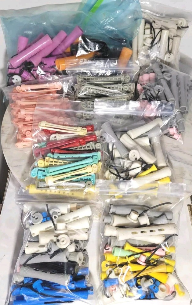Vintage Lot  Plastic Assorted Perm Rollers Hair Curlers Permanent Various Sizes