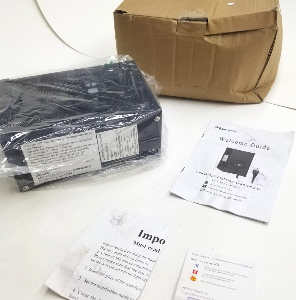 SUNVIE 300W Low Voltage Transformer Landscape Lighting w/ Timer Photocell Sensor