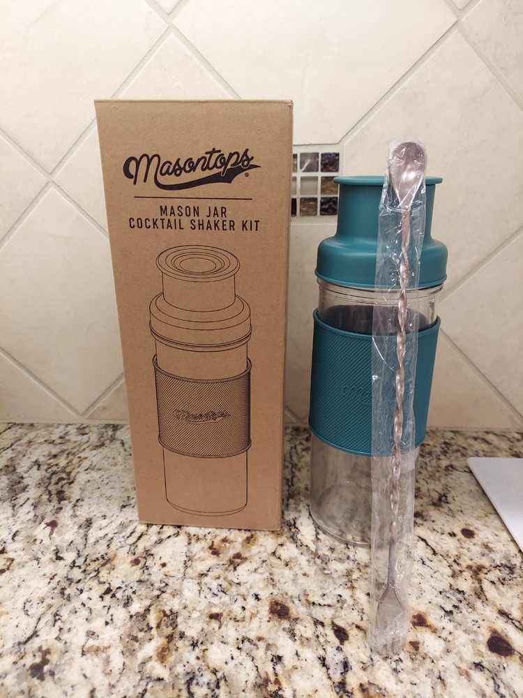 Masontops Glass Cocktail Shaker Kit- With Multi-functional Spoon/Fork -105
