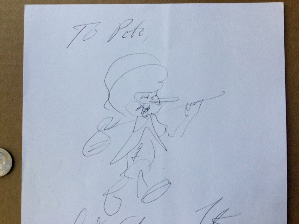 FATS DOMINO 1928-2017 rare hand drawn sketch signed.