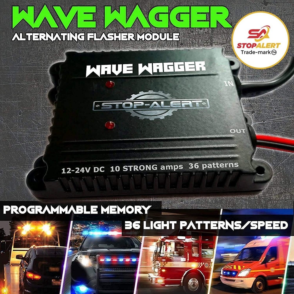 New Wig Wag 36 Pattern Wave Wagger - Headlights Module 10 AMPS Electronic Alt...