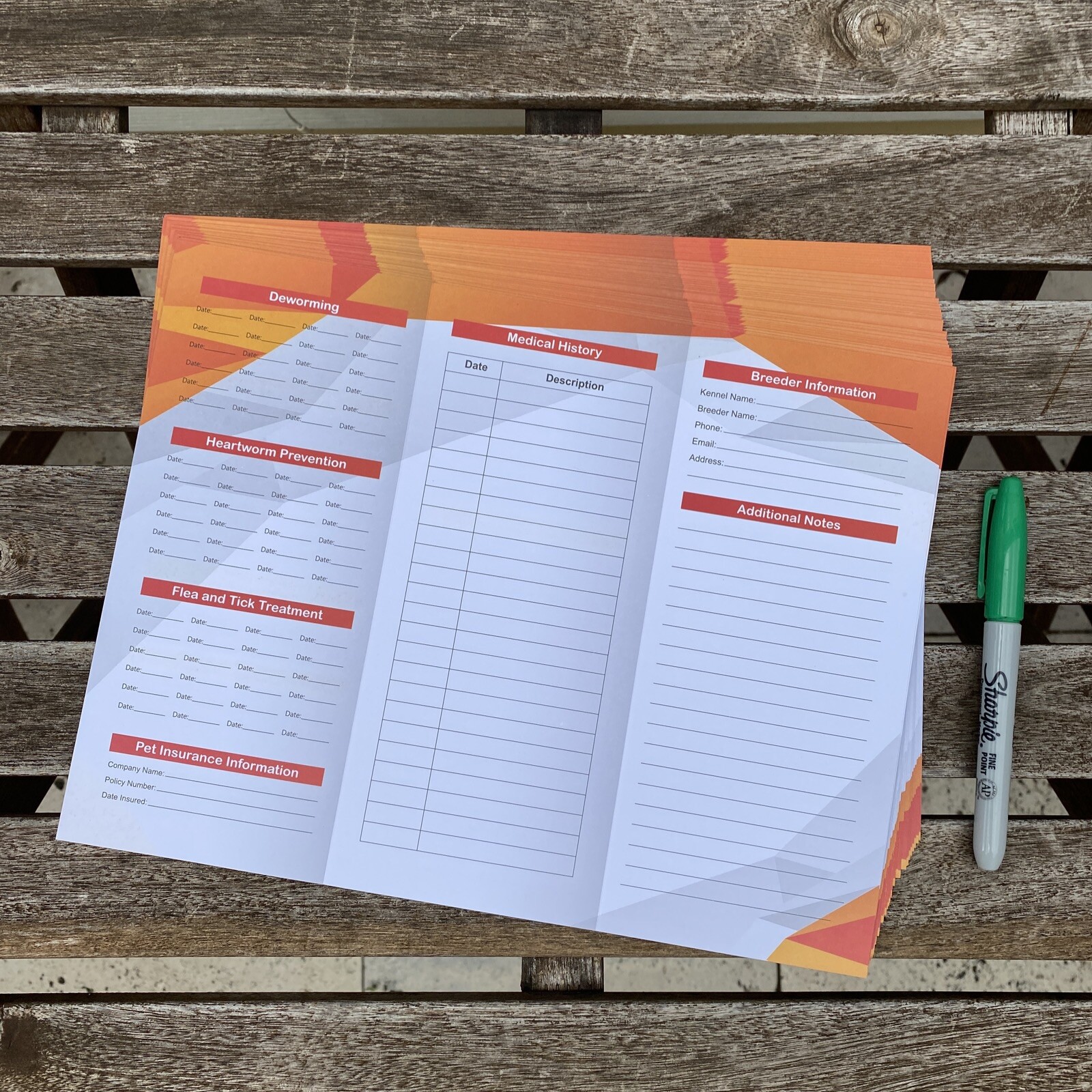 25 Canine Dog Puppy Health Record Vaccine Shot Folder Booklet FREE SHIPPING