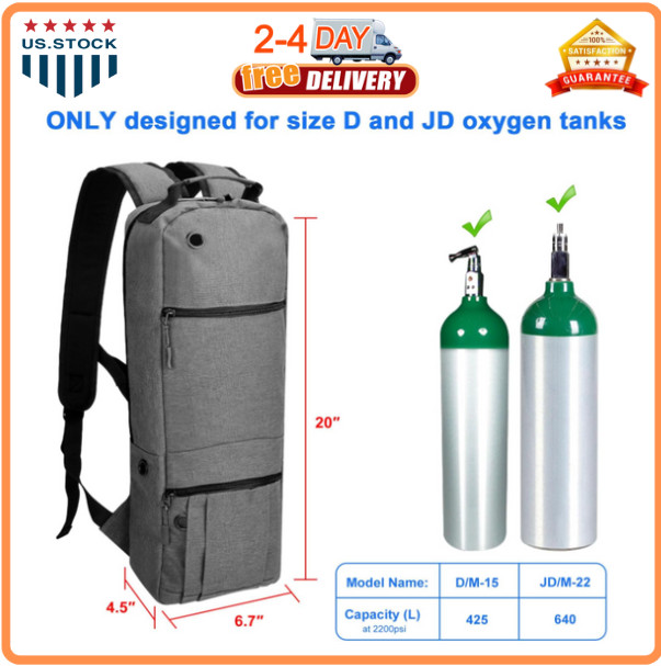 Oxygen Tank Backpack Size D, Portable Oxygen Backpack for D/M15 JD/M22 Cylinder