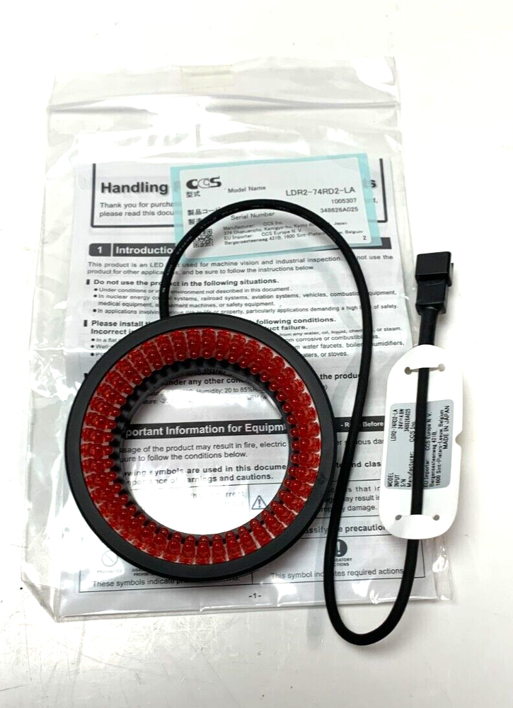 NEW! CCS, LDR2-74RD2-LA, Machine Vision Ring Light, Red 24VDC