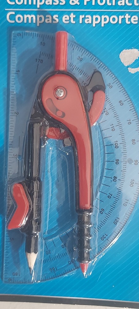 Jot Red/Black Compass & Protractor Set, New in Package