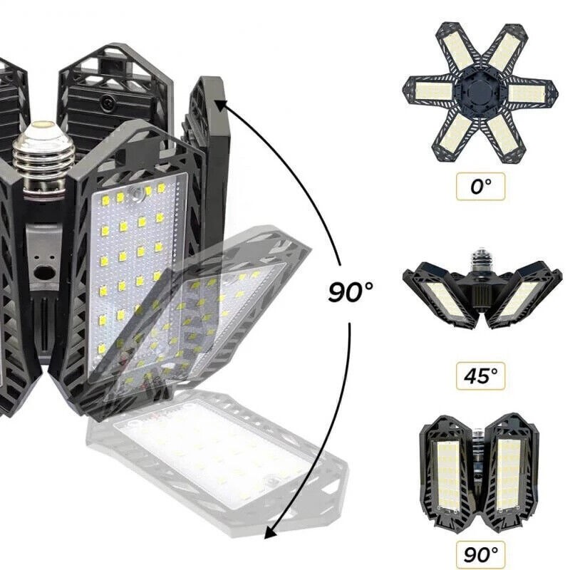 LED Garage Light 9000000LM Super Bright Work Shop Ceiling Light Deformable Bulb