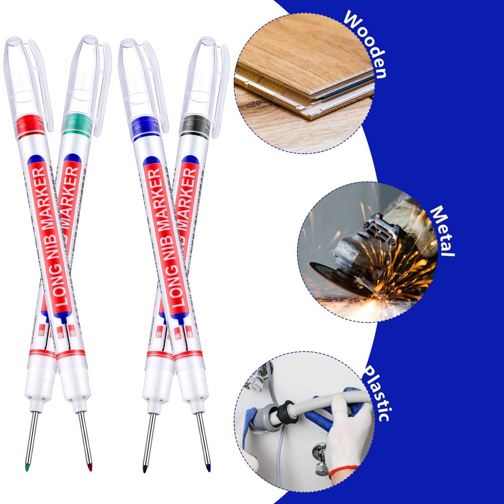 Eersida Multi-purpose Deep Hole Marker Pens 20mm Long Head Drill Assorted