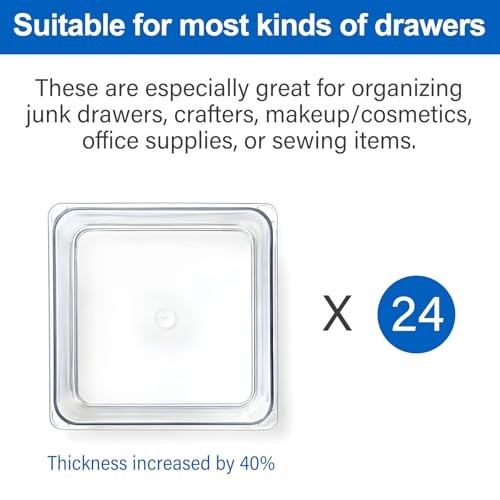 24 Pcs Small Drawer Organizer BinsSet, Stackable Drawer Divider Trays for