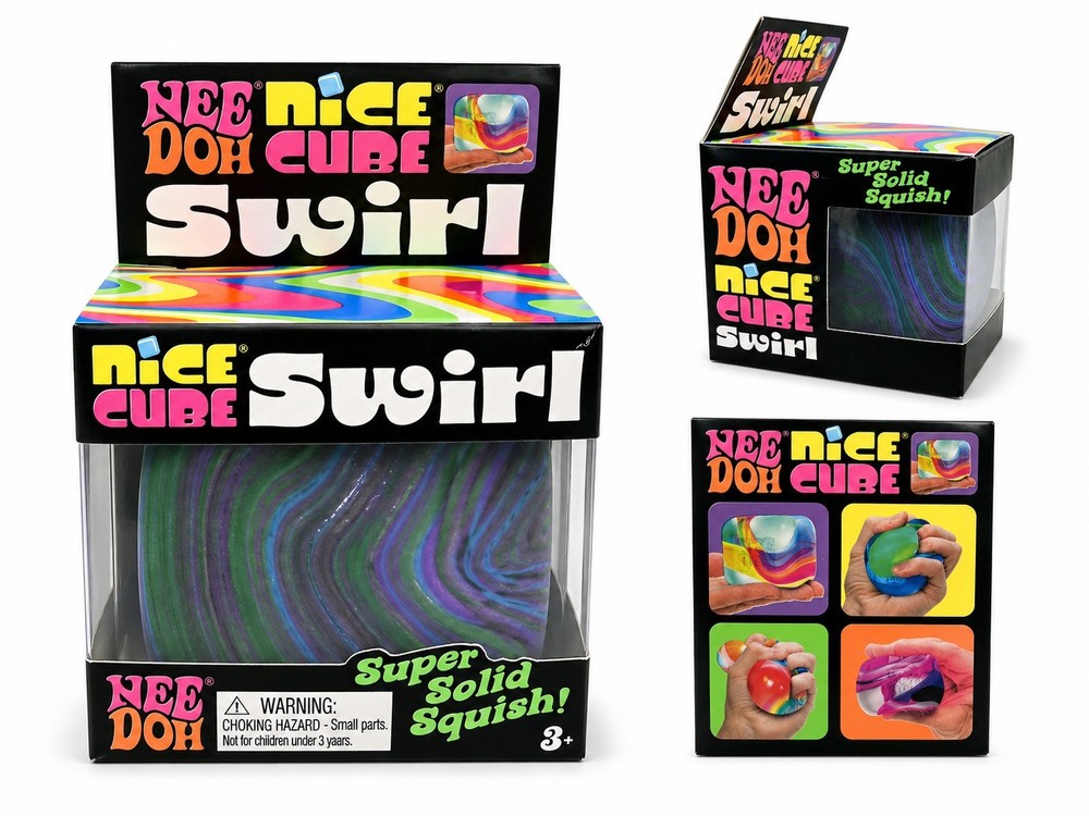 Nee Doh Nice Cube Swirl Super Solid Squish Squeeze Fidget