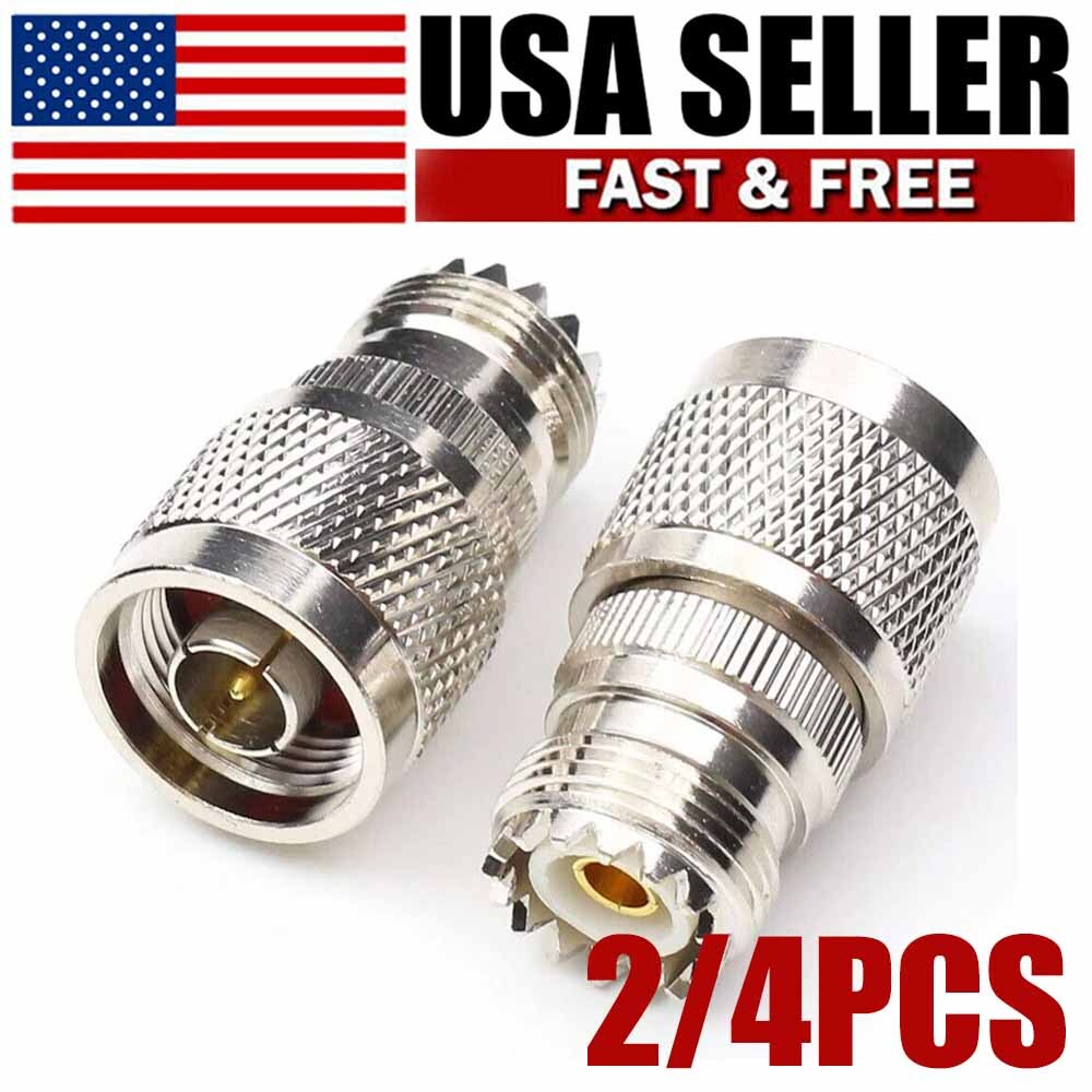 N-Type Male Plug to SO-239 UHF Female Jack RF Adapter Barrel Connector 2/4PCS