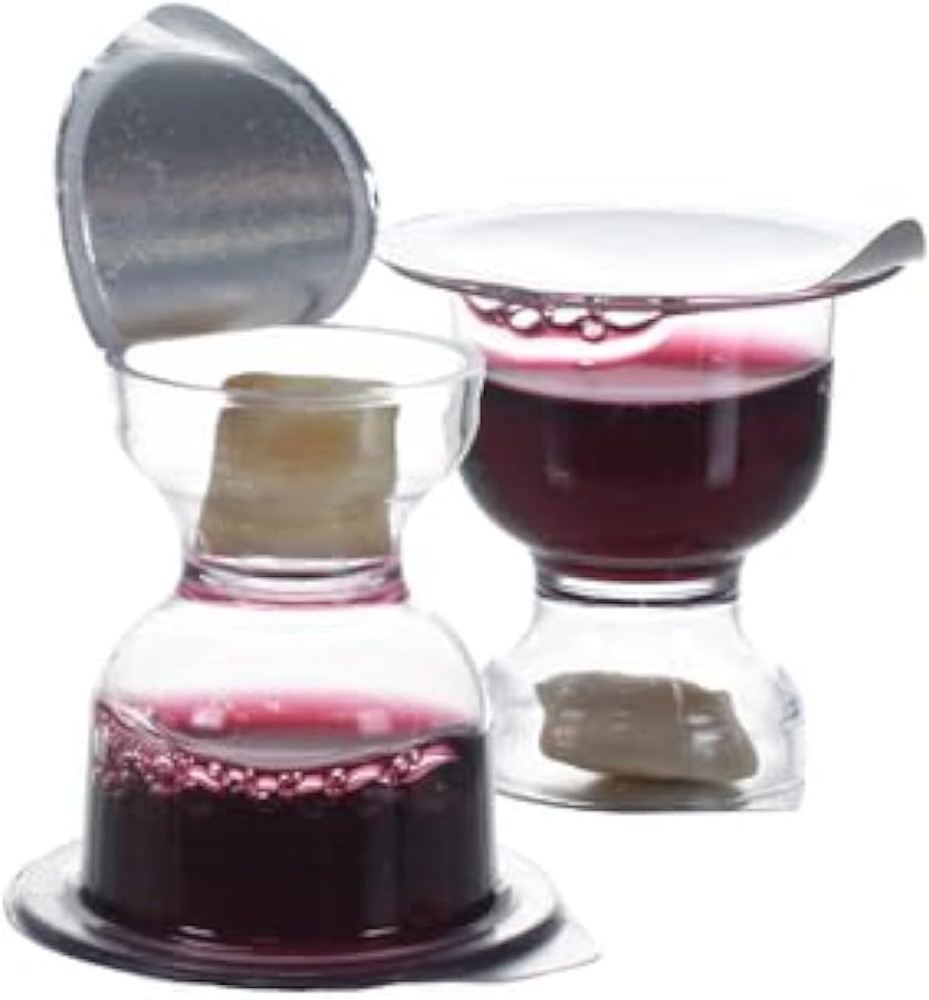 Pre-Filled Disposable Communion Cups Concord Grape Juice with Bread - Prefilled