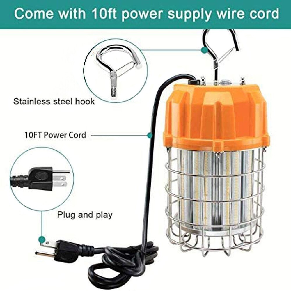 100W LED Temporary Work Light Project Construction Job Site Lights Plug-n-Play