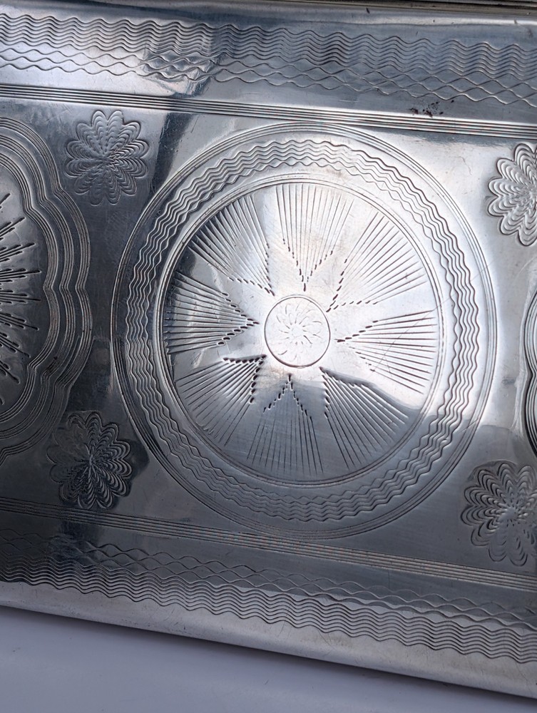 1867 Dutch large Solid Silver patterned Case by Voorschoten 13cms by 7.5 cms