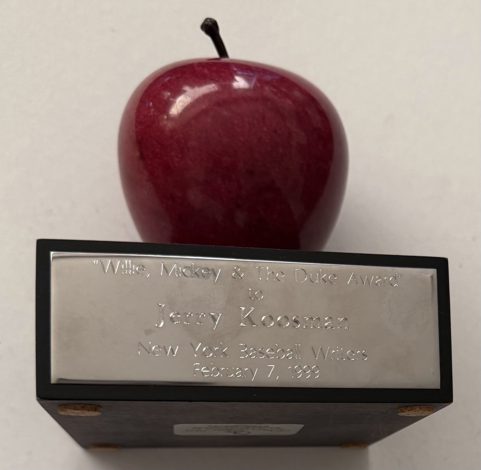 Jerry Koosman Personal Collection: Willie, Mickey & The Duke Award w/ Signed LOP