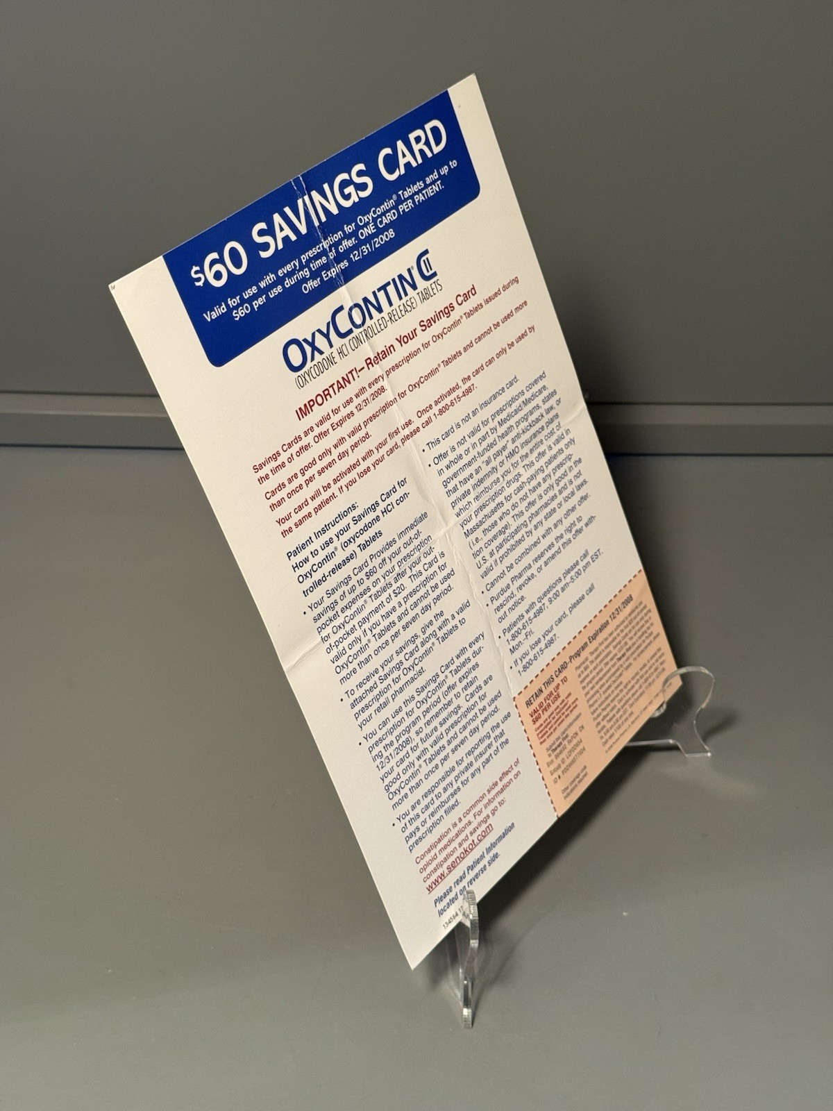 OXYCONTIN Drug Savings Cards • $60 Savings Card • OxyContin Discount Card •