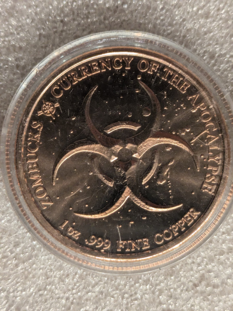 5 misc. 1 oz copper rounds in capsules (#001)