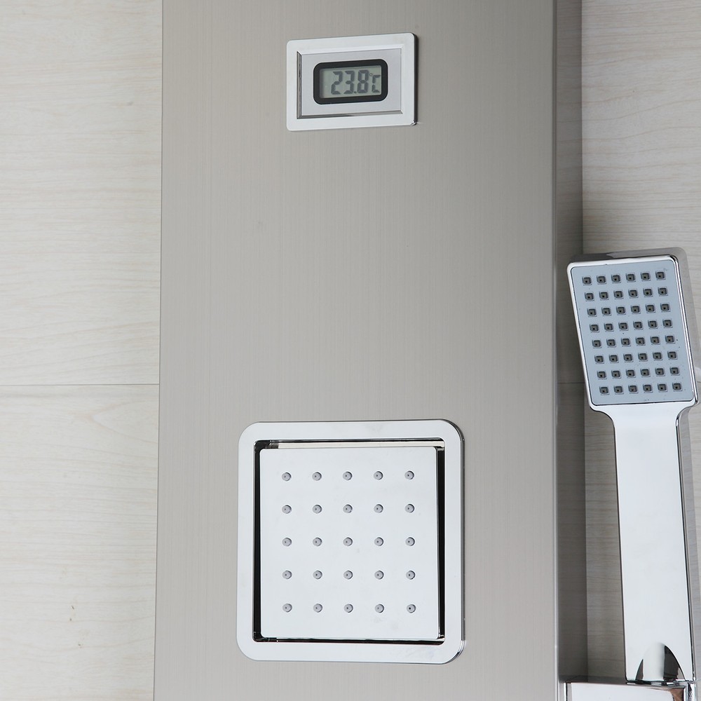 Nickel Bathroom Screen Shower Panel Thermostatic System With Plastic Hand Spray