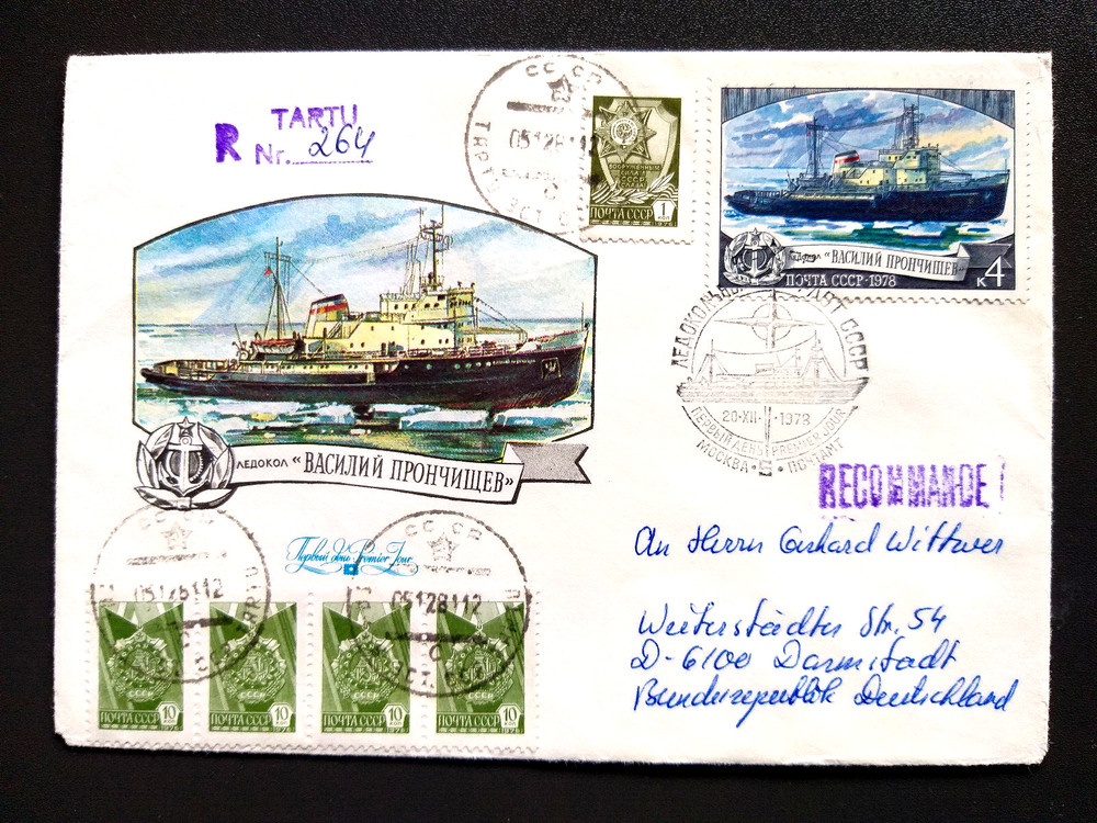 1978 Russia, postal stationery used. RECOMMANDE, icebreaker "Vasily Pronchishew"