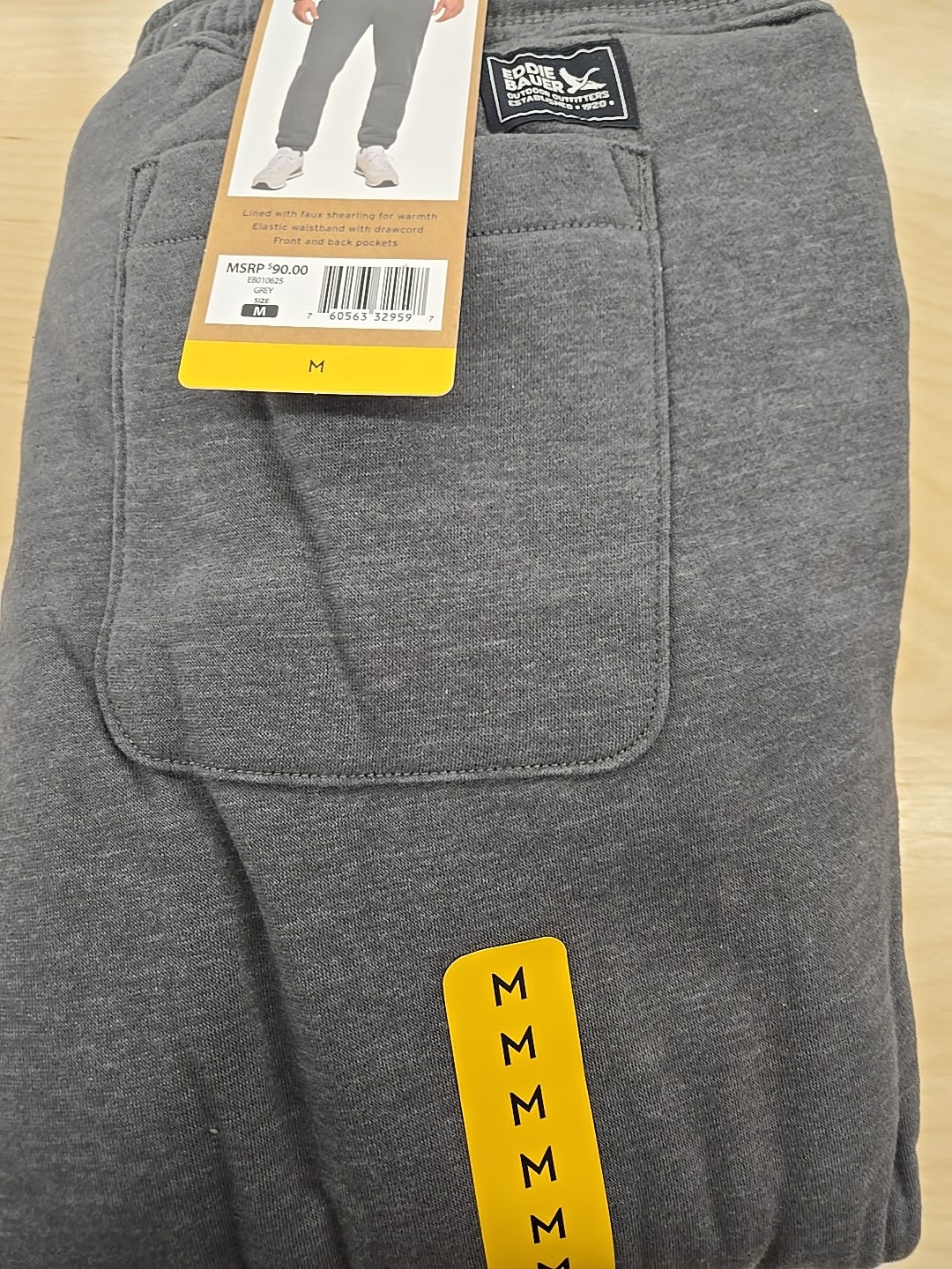 NWT: Men's Eddie Bauer Faux Shearling Lined Joggers - 4 Colors: 5 Sizes