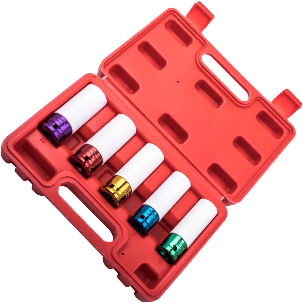 5PC  1/2"  Lug Nut  Socket Set Impact Soc Thin Wall Socket Wheel Protector kit