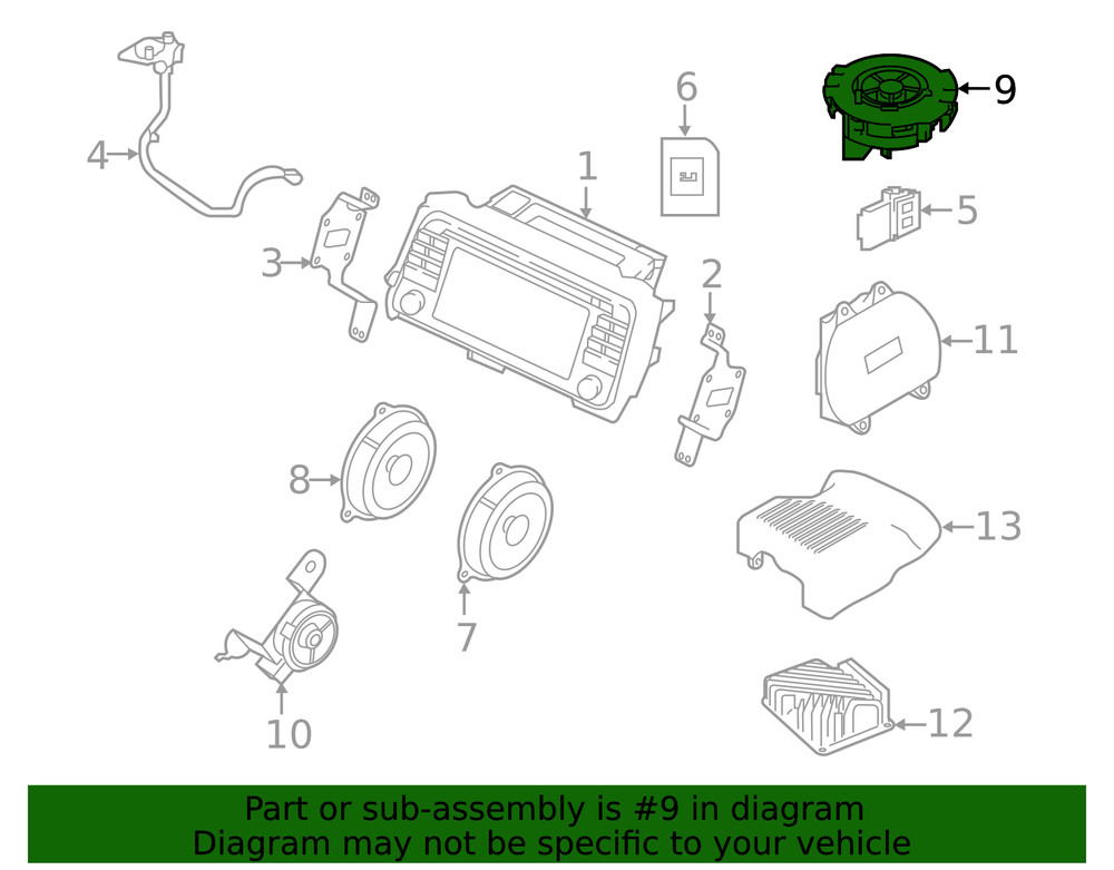 Genuine Nissan Windshield Pillar Speaker 281E1-3NF0A